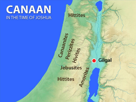 The kings of the Hittites, Amorites, Canaanites, Perizzites, Hivites, and Jebusites began planning how they could combine their armies to do battle with the Israelites. – Slide 2