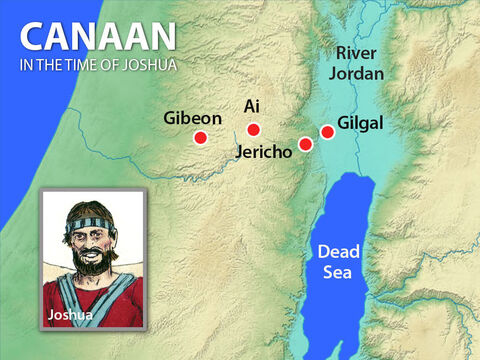 Gibeon was only a three day walk from the Israelite base at Gilgal. The people of Gibeon and the nearby towns were Hivites. – Slide 4