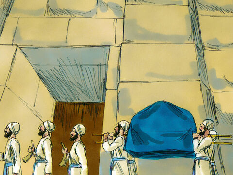 Priests carrying the Ark of the Covenant with an armed guard in front and behind followed them. – Slide 8