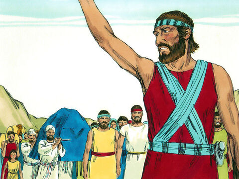 Early in the morning Joshua led the Israelites to the River Jordan where they set up camp. – Slide 1