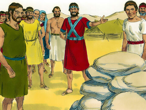 At a place called Gilgal Joshua instructed the twelve men to set up the large stones they had carried from the river bed as a memorial. – Slide 7