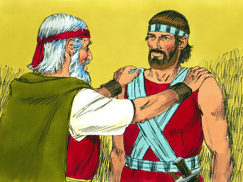 (Deuteronomy 31). God told Moses that he would not lead the Israelites into the Promised Land. Moses called everyone together and gave instructions to his successor Joshua. ‘Be strong and courageous for you are to lead these people into the land the Lord has promised to them. The Lord goes before you and will never leave or forsake you. Don’t be afraid or become discouraged.’ – Slide 1