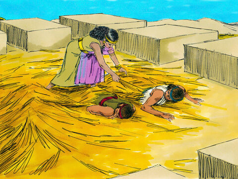 Rahab however, sensing her visitors were in danger, took them up to the roof and hid them. – Slide 10