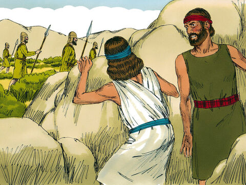The two men hid in the hills around Jericho until it was clear for them to cross the River Jordan and return to the Israelites’ camp. – Slide 18