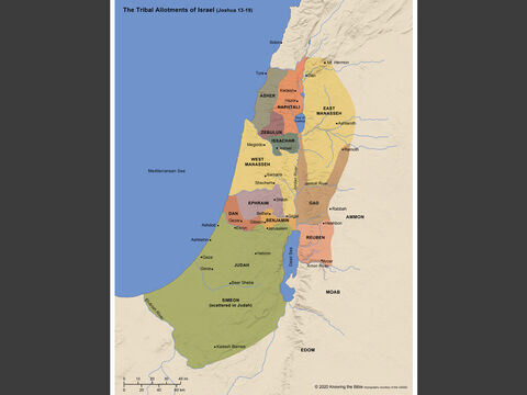 The tribal allotments of Israel (Joshua 13-19). – Slide 10