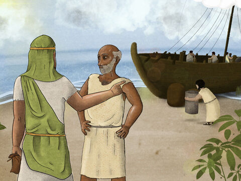 So he headed down to the coast and paid to go on a long sea journey in the opposite direction from Nineveh. – Slide 2