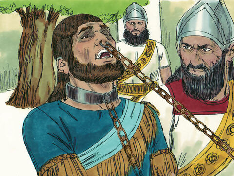 The Assyrians put a hook through Manasseh’s nose and led him away all the way to Assyria. – Slide 13