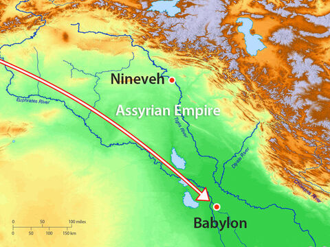 The King of Assyria was also governor of Babylon and Manesseh was taken to this city – known for its wickedness. – Slide 14