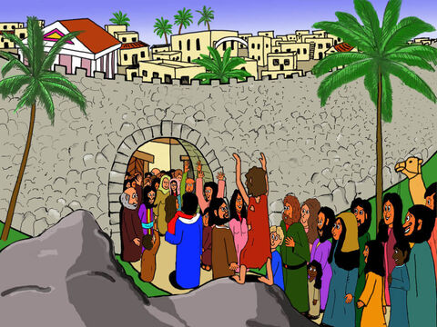 So Jesus walked on into Jericho with Bartimaeus thanking and praising God that he could now see. – Slide 26