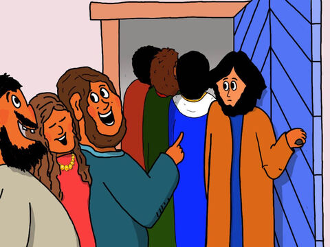 Jesus put all those who were laughing out of the house. Only Jairus and the girl's mother along with the disciples Peter, James and John were allowed to stay inside. – Slide 23