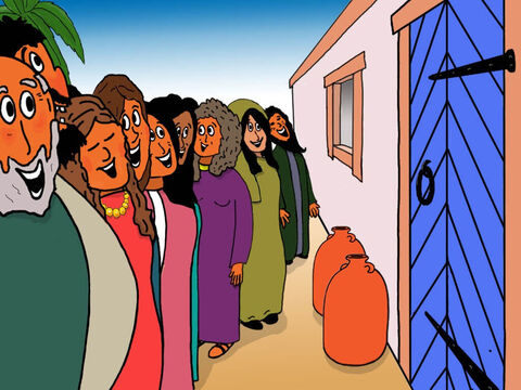 Outside the house those who had mocked and laughed at Jesus were waiting to find out what had happened. – Slide 30