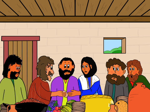 Jesus then dipped some bread in a dish and handed it to Judas, who gladly received it. <br/>The Bible says that Satan entered Judas and he immediately got up and went out to betray Jesus. – Slide 18