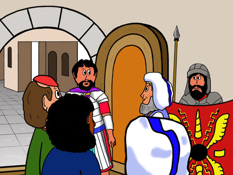 They quickly ran to Pilate and asked if soldiers could guard the tomb. Pilate decided that some of his soldiers would guard it. – Slide 2