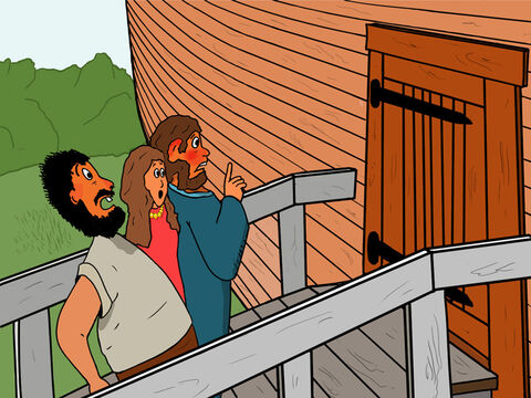 The door of the Ark suddenly slammed shut. It was God who closed the door. – Slide 15