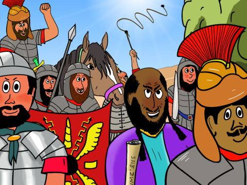 Paul and the soldiers set out for Damascus with the authority to punish the Christians in Damascus. They were making threats and planning bad things to do to these Christians. – Slide 4