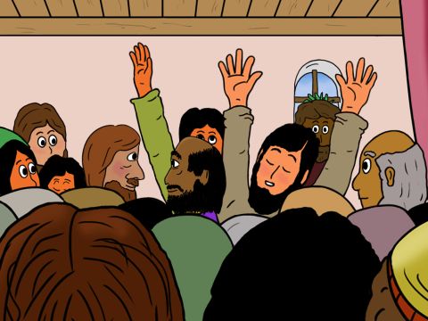 Paul heard what had happened. He wanted to go to the theatre to preach about Jesus and save Gaius and Aristarchus but his friends would not let him. It would be very dangerous for Paul and he might be killed. The Christians prayed for Gaius and Aristarchus. – Slide 27