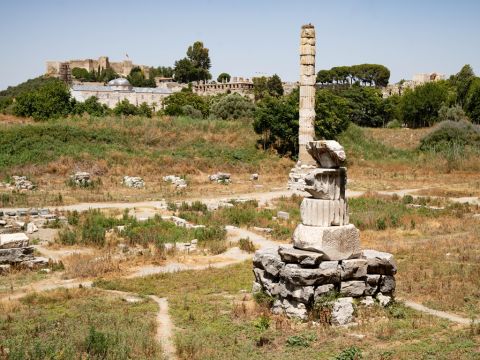 All that remains of the great Temple of Diana in Ephesus is a pillar that is about 19 meters high. – Slide 36