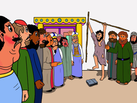 The next day the whole great council of Jewish leaders met to interrogate Peter and John. The high priest shouted: – Slide 9