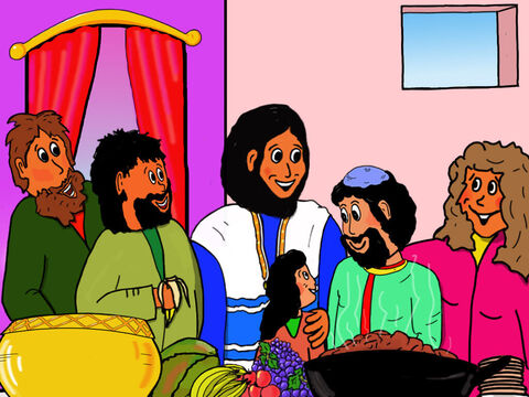 Jesus announced, ‘Today salvation has come to this house! I have come to seek out and save those who are lost.’ <br/>Everyone was very happy that Zacchaeus had turned away from cheating and stealing to obey God. – Slide 34