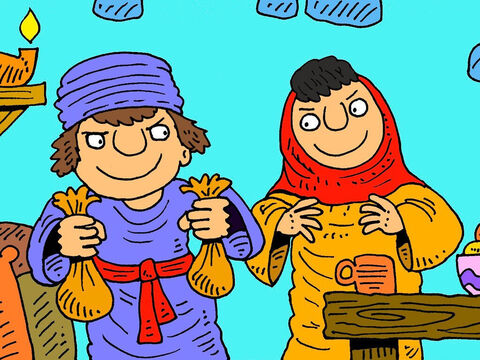 Ananias and Sapphira decided that they would secretly keep half the money they had made from a sale, for themselves and only give some of the money to the disciples to share. – Slide 3