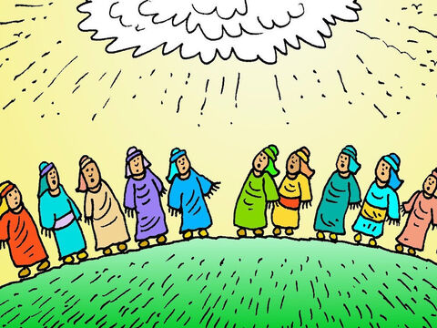 The disciples were so surprised and stood looking up into the sky. They had seen Jesus go up into heaven with their very own eyes! – Slide 6