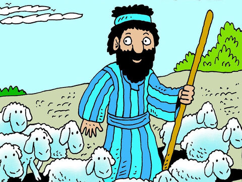 One ordinary day Moses was out in the field looking after a flock of sheep belonging to his father-in-law, Jethro – Slide 2
