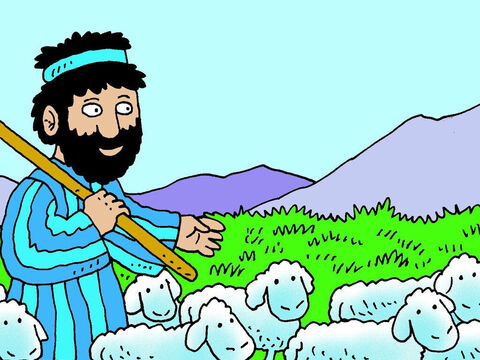 Moses led the flock through the desert to Mount Horeb, where there was plenty of good grass for the sheep to eat. – Slide 3