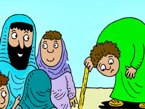 As Jesus was leaving the Temple where He had been teaching, He saw a poor lady all bent over. – Slide 2