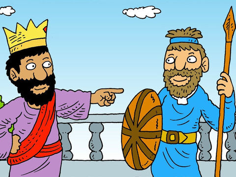 Then King Saul had another idea. ‘You can marry my daughter, if you fight bravely and beat the Philistines. You will be the Captain of my army,’ he said. – Slide 5