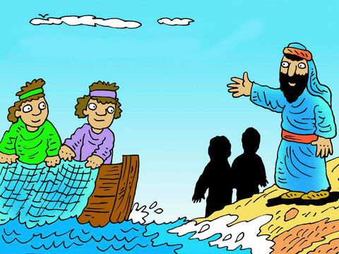 The first four Jesus found were fishermen. Simon (Peter) and Andrew left their fishing and their families and followed Jesus. – Slide 2