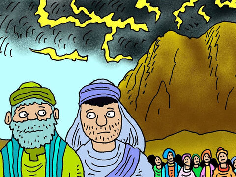 Aaron and Joshua were left in charge of the people of Israel, while Moses went up Mount Sinai to talk to God. – Slide 2