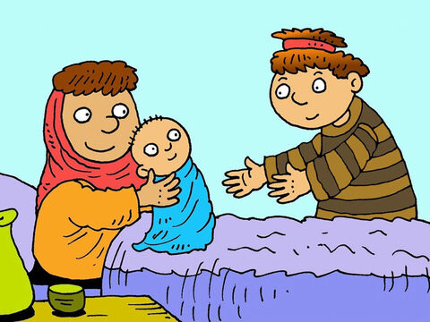 Rachel was sick when her last son was born. She handed the baby to Jacob and died. Jacob called him Benjamin. Altogether Jacob had twelve sons and one daughter. – Slide 8