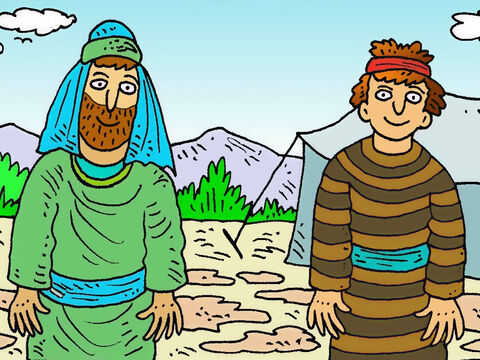 Isaac and Rebekah had twin boys. Esau had been born first and as he grew up was very hairy, but Jacob wasn’t hairy like his brother. – Slide 2