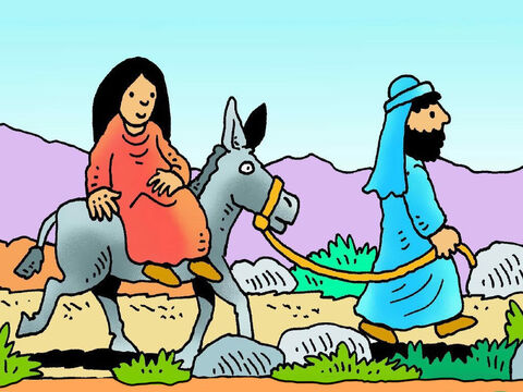 It took about three days to get to Bethlehem and Mary rode on the back of the donkey. It was a bumpy ride and Mary would have been very tired and very uncomfortable. – Slide 5