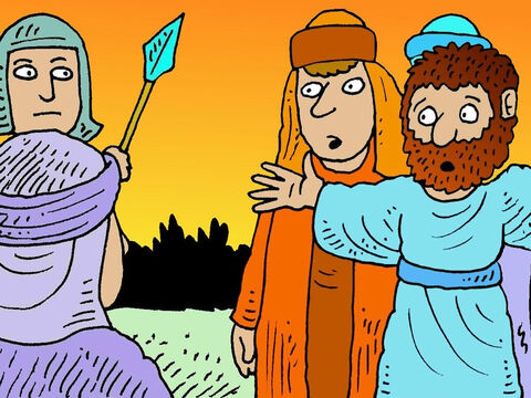 Judas betrayed Jesus and the guards arrested Him and took Him away to be questioned by the high priest. Jesus’ friends were so scared they ran off. – Slide 8