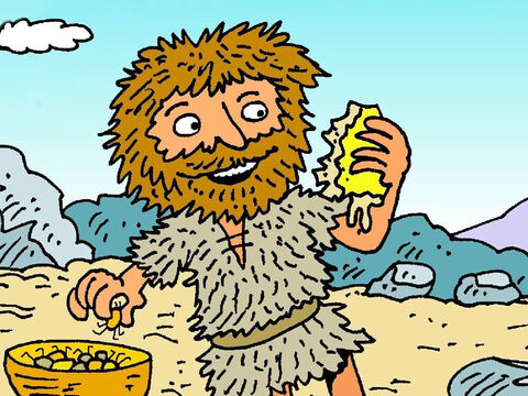 John the Baptist lived by himself, in a lonely place, near the river Jordan. His clothes were made from camel’s hair and he ate locusts and honey! – Slide 2