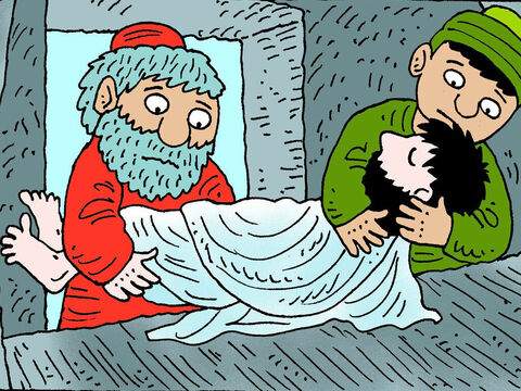 Joseph and Nicodemus took the body of Jesus and gently wrapped it in linen cloths with the fragrant myrrh and aloe spices that Nicodemus had brought, as that was the burial custom of the Jews. – Slide 5