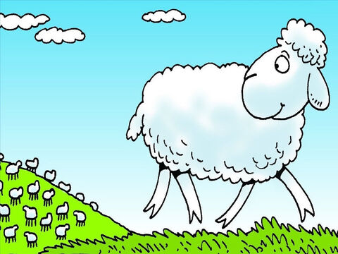 Every day the farmer took his sheep to find new grass to eat. One day, one little lamb went off all by himself. – Slide 3