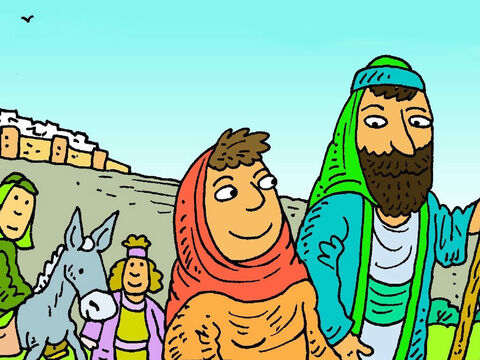 When it was time to go home, all the families went together. Joseph and Mary thought Jesus was walking with some of His friends. – Slide 5
