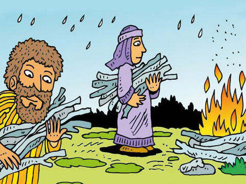 They found wood to make a fire to warm and dry themselves. Paul helped gather sticks too, in the pouring rain. – Slide 2