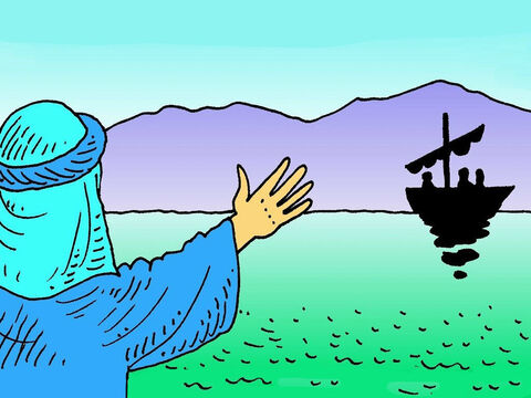 Peter saw lots of people on the beach with Jesus. They wanted Jesus to tell them a story. ‘Can I use your boat?’ Jesus asked Peter. He wanted the boat, so everyone could see Him. – Slide 4