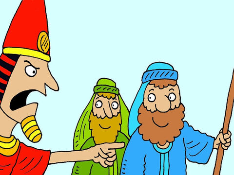 After God sent the tenth and most awful plague and all the eldest boys in every Egyptian family died, Pharaoh finally changed his mind. He told Moses, Aaron and the Israelites to go! – Slide 7