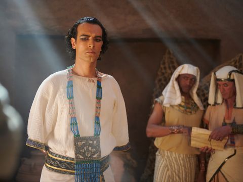 Joseph’s brothers came and bowed down before him with their faces to the ground. When Joseph saw his brothers, he recognised them, but he pretended not to know them.  He spoke to them harshly. ‘Where do you come from?’  <br/>They replied, ‘From the land of Canaan, to buy grain for food.’ <br/>Joseph then accused them of being spies. – Slide 6