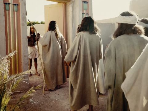The brothers were afraid when they were brought to Joseph’s house. They said, ‘We are being brought in because of the money we found in our sacks. He wants to capture us, make us slaves, and take our donkeys!’ – Slide 9