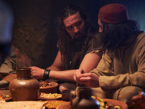 The brothers sat before Joseph, arranged by order of birth, beginning with the firstborn and ending with the youngest. The brothers looked at each other in astonishment. Joseph gave them portions of food but the portion for Benjamin was five times greater than the portions for any of the others.’ – Slide 17