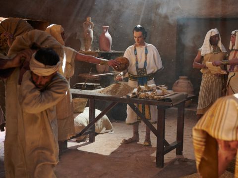 So Joseph, now aged 30, took charge of all the land of Egypt. Joseph collected all the excess food in the land of Egypt during the seven years of plenty and stored it in every city. – Slide 14