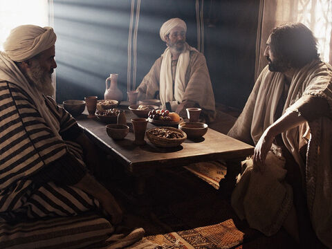 When a Pharisee called Simon invited Jesus to a meal at his home, Jesus accepted the invitation. The guests relaxed on couches around the meal table. – Slide 1