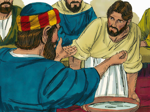 ‘But if I don’t, you can have no part with me,’ Jesus replied.Peter exclaimed, ‘Then wash my hands and head as well—not just my feet!’ – Slide 7