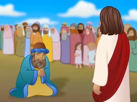 Just then the man in charge of the synagogue came and knelt down in front of Jesus. – Slide 3