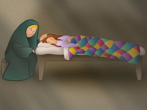His name was Jairus, and he begged Jesus to come to his home because his twelve-year-old child was dying. She was his only daughter. <br/>Jesus agreed to visit his daughter and they made their way to the home of Jairus. A large crowd followed. – Slide 4